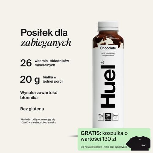 Butelka napoju Ready-to-drink z informacją „Pełnowartościowe odżywianie”