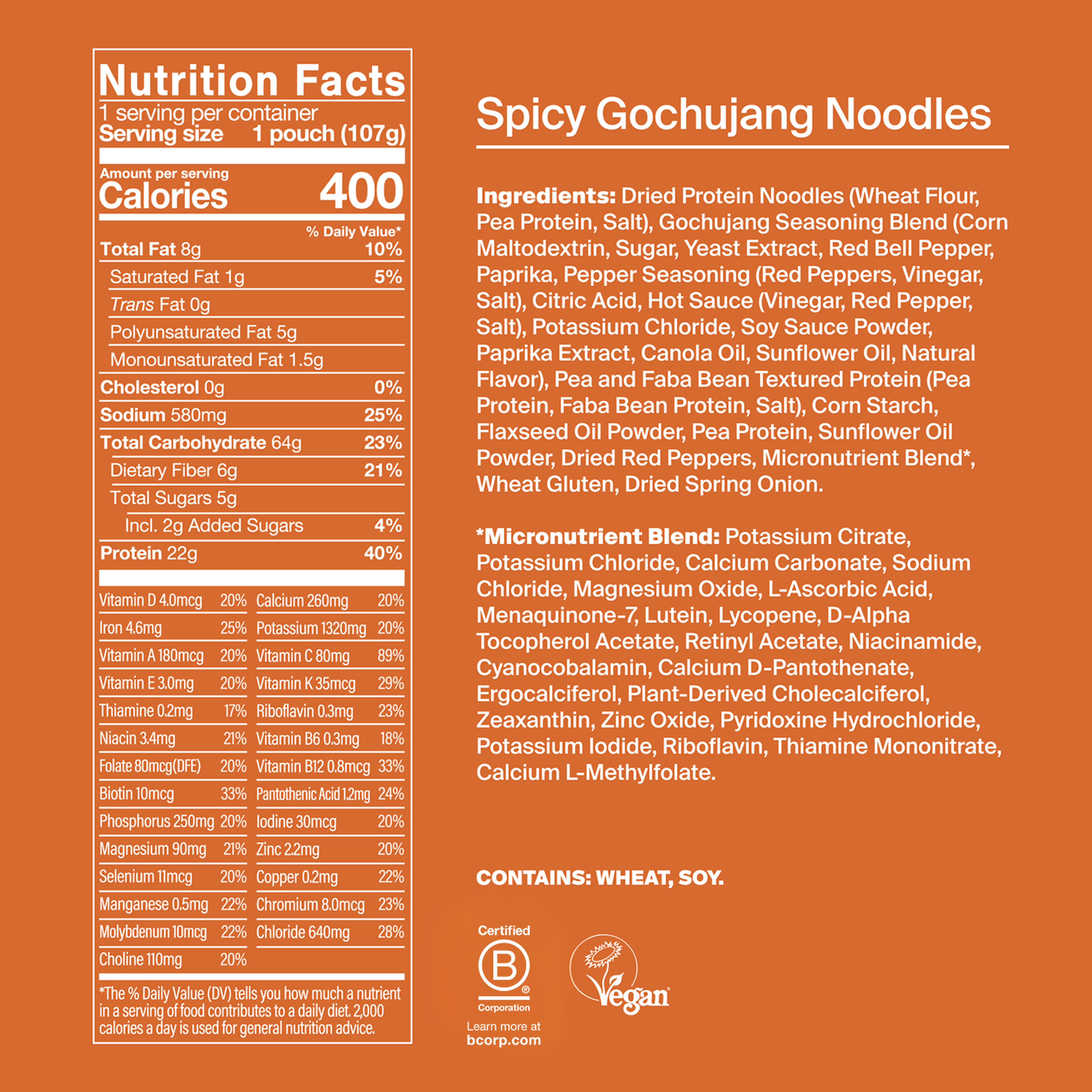 Back of a Huel Hot & Savoury meal pack with nutritional information