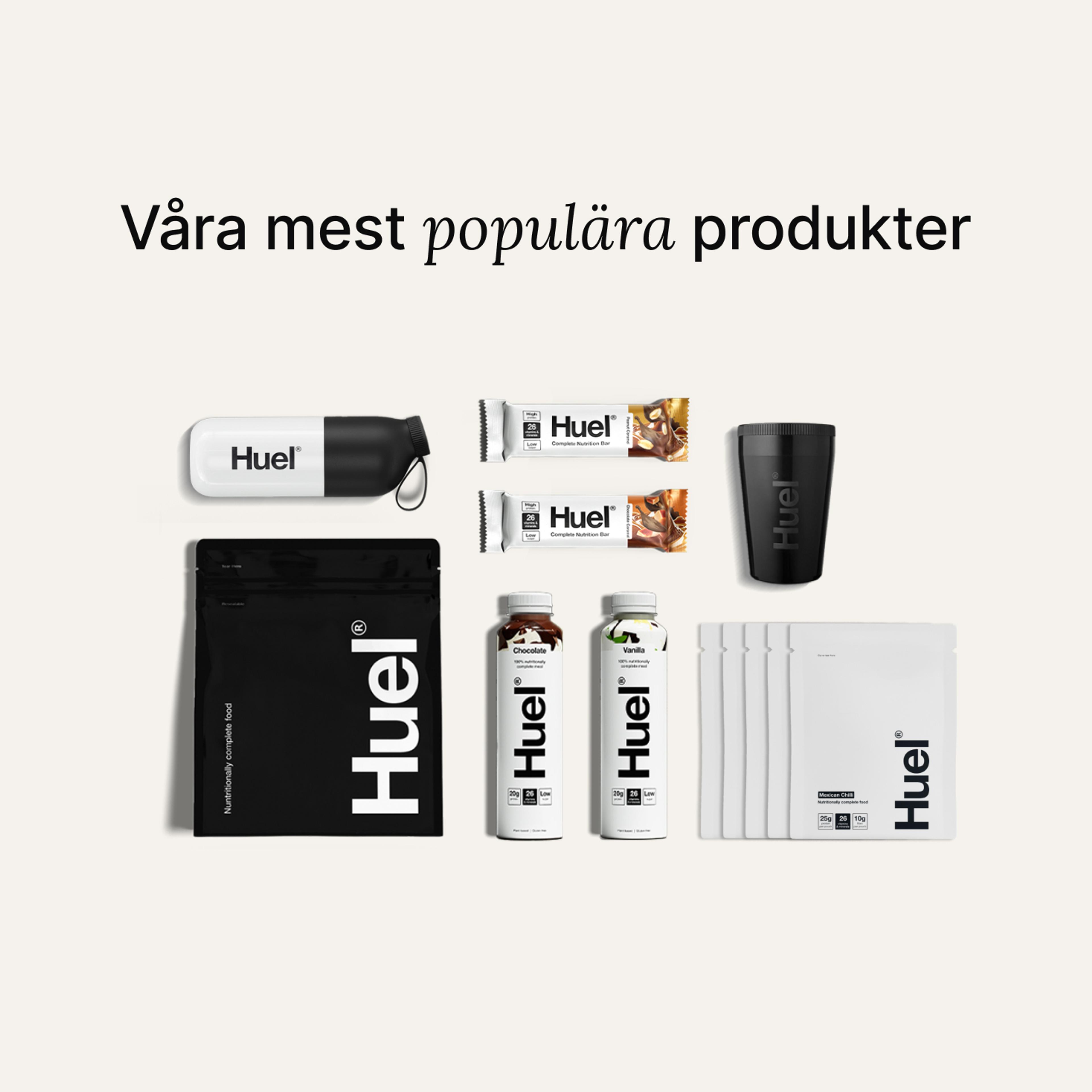 Huel-produkter i Bestseller-paketet