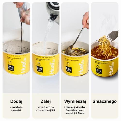 Instrukcja przygotowania Huel Lite Ramen krok po kroku