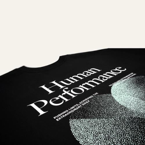 Huel t-shirt on the neutral background showcasing the back design of the t-shirt