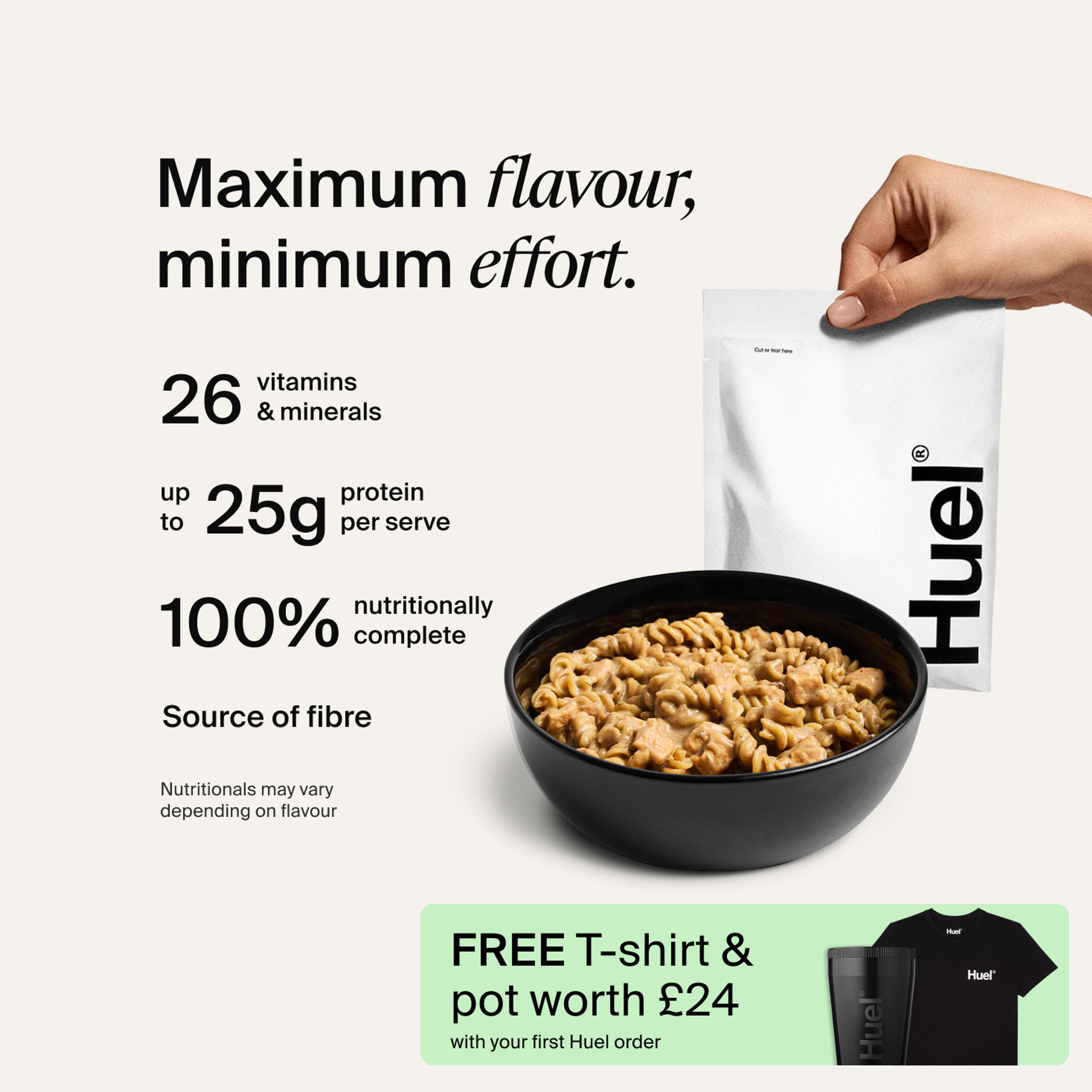 Bowl of Hot & Savoury with Complete Nutrition callouts