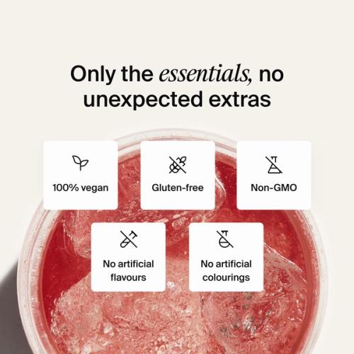Just what you need, nothing you don't. Plant based, gluten-free, Non-GMO, no artificial flavours, no artificial colourings
