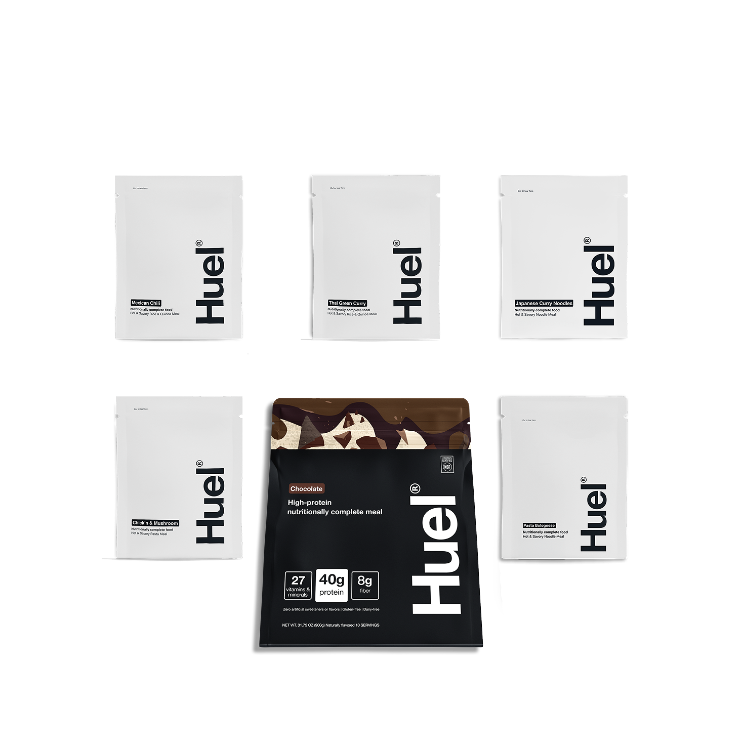 Group shot of Huel products perfect for breakfast and lunch