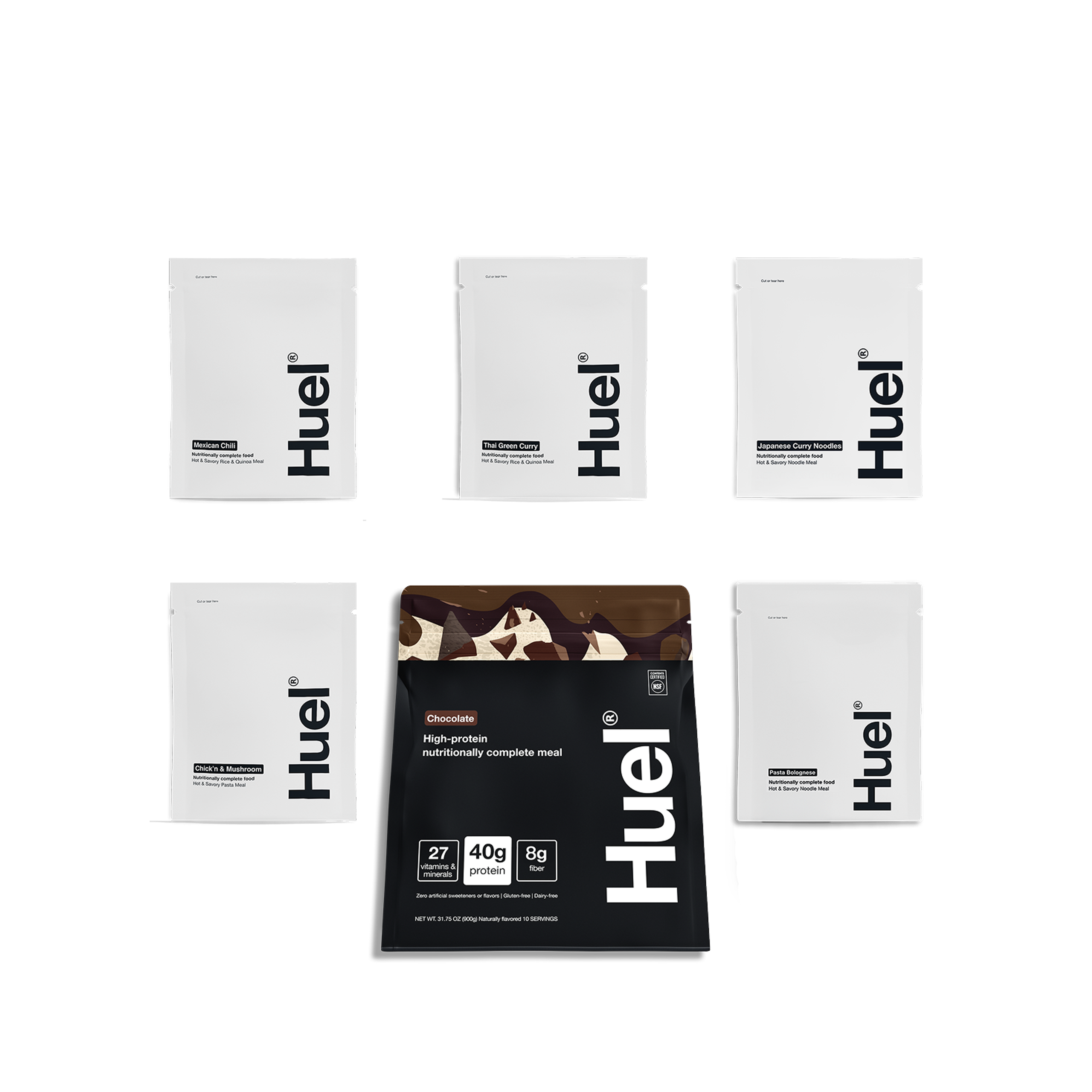 Group shot of Huel products perfect for breakfast and lunch