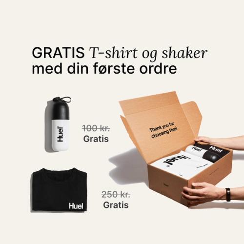 Unboxing a Huel starter kit containing a black Huel t-shirt and a Huel shaker