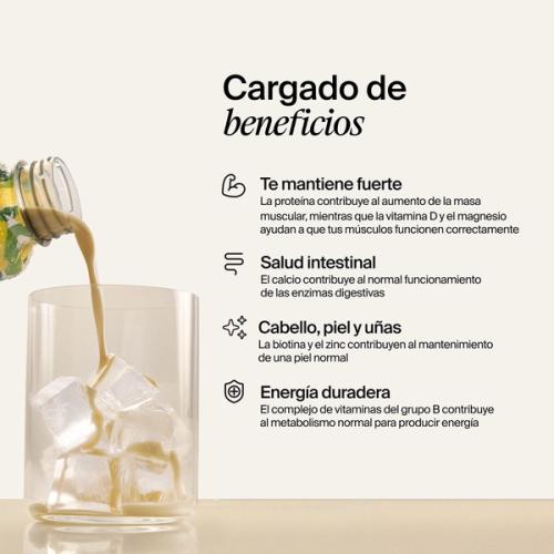 Beneficios para la salud, como fuerza, salud intestinal, del cabello, de la piel y de las uñas, y energía duradera