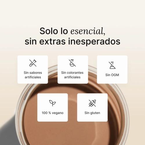 Una imagen de arriba abajo del chocolate Huel Listo para beber en un vaso con hielo