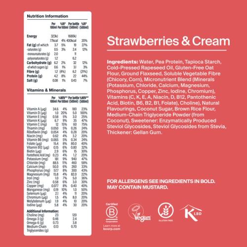 Back of pack nutritional information for Huel Ready-to-drink