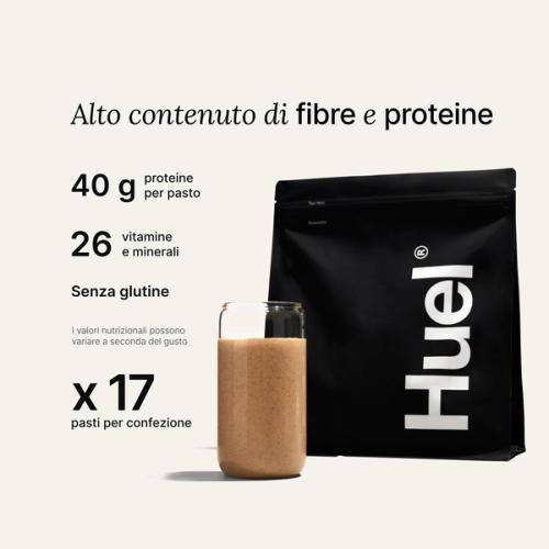 Un sacchetto di farina Huel Black Edition in polvere 