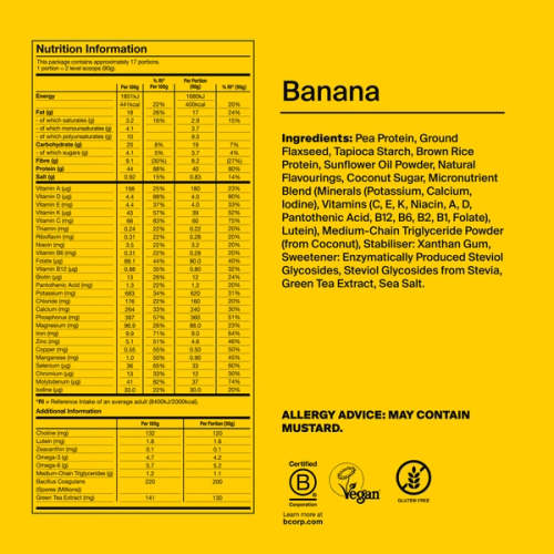 Black Edition Powder back-of-pack with ingredients - Banana flavour