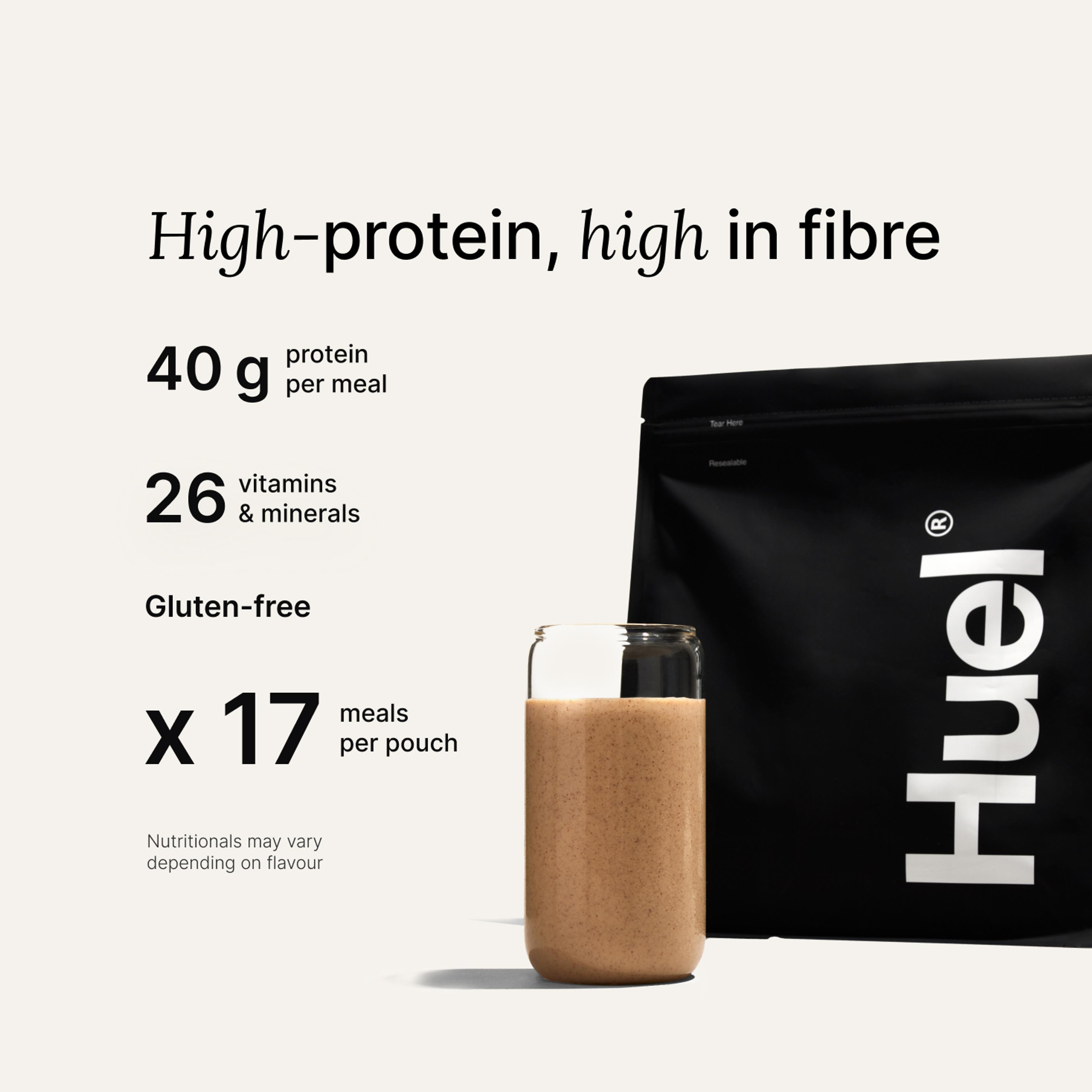 A bag of Huel Black Edition meal powder 