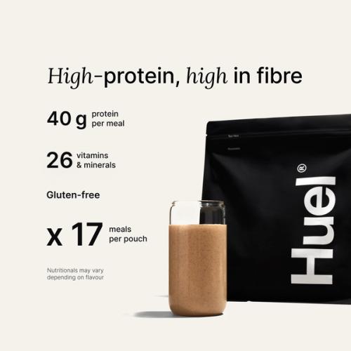 A bag of Huel Black Edition meal powder 