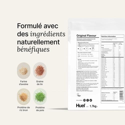 Back of pack nutritional information for Huel Powder