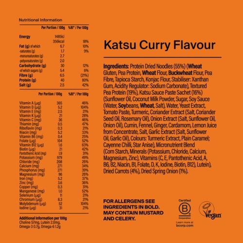Back of a Huel Black Edition Ramen with nutritional information - Katsu Curry