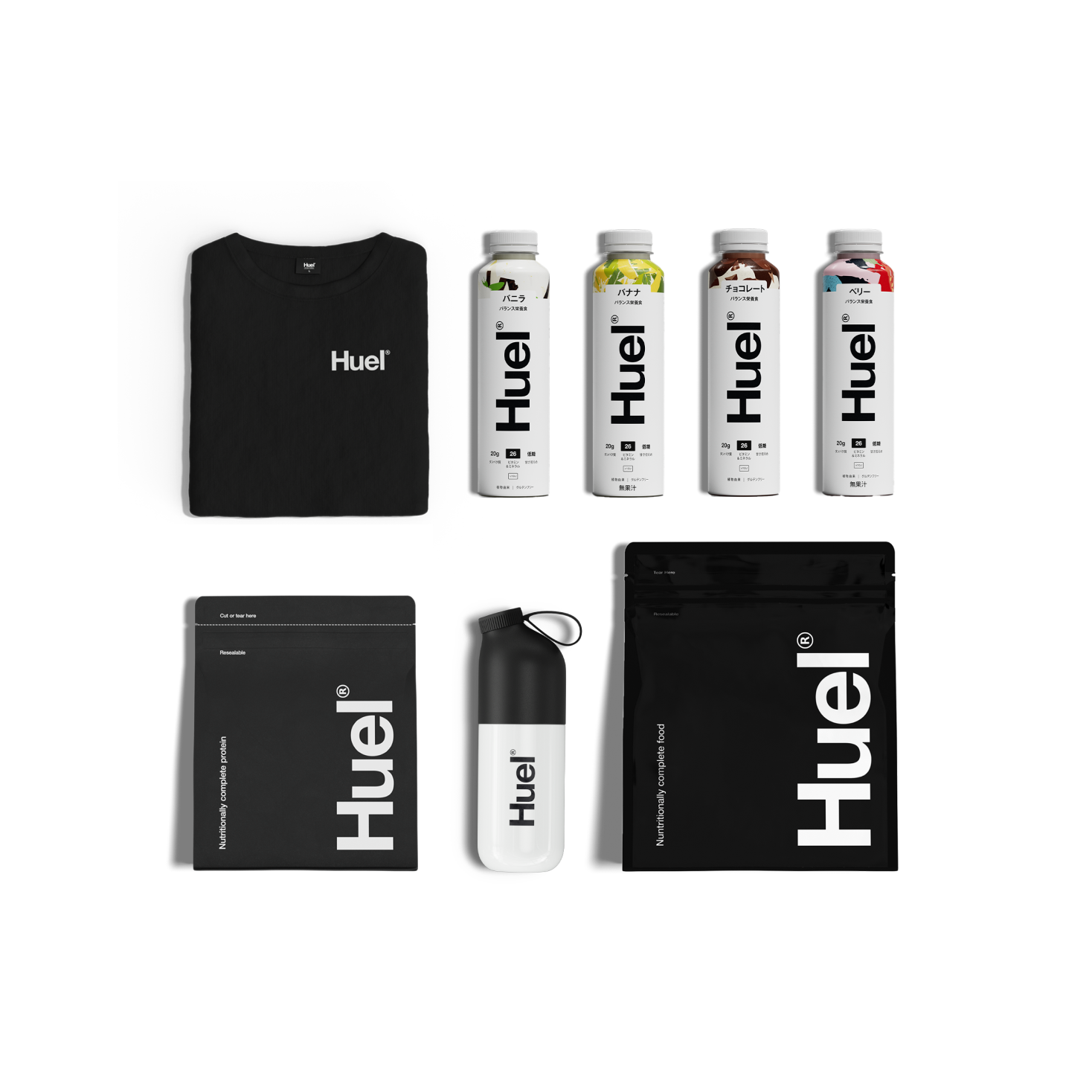 An image showing the range of Huel products