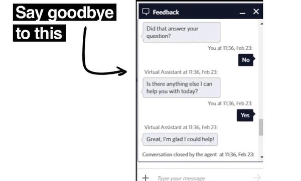 Image of a chat box being unhepful