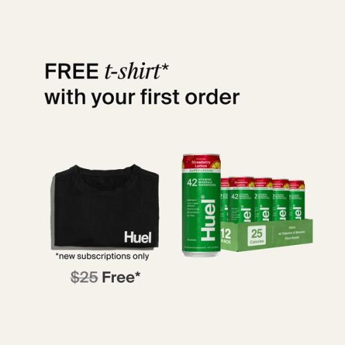 T-shirt and daily greens cans stating the free t-shirt availability