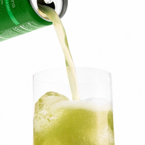 A can of Daily Greens Ready-to-drink pouring into a glass with ice