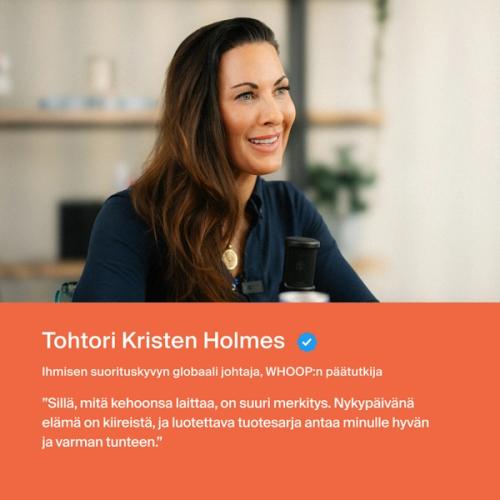 Tohtori Holmes: "Sillä, mitä kehoosi laitat, on todella merkitystä. Nykymaailmassa elämä on melko kiireistä, ja se, että on... tuotteita, joihin voin luottaa, antaa minulle sellaisen varmuuden, josta tulee todella hyvä mieli."