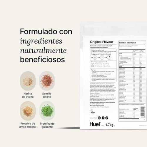Back of pack nutritional information for Huel Powder