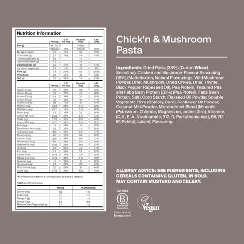 Back of a Huel Hot & Savoury meal pack with nutritional information