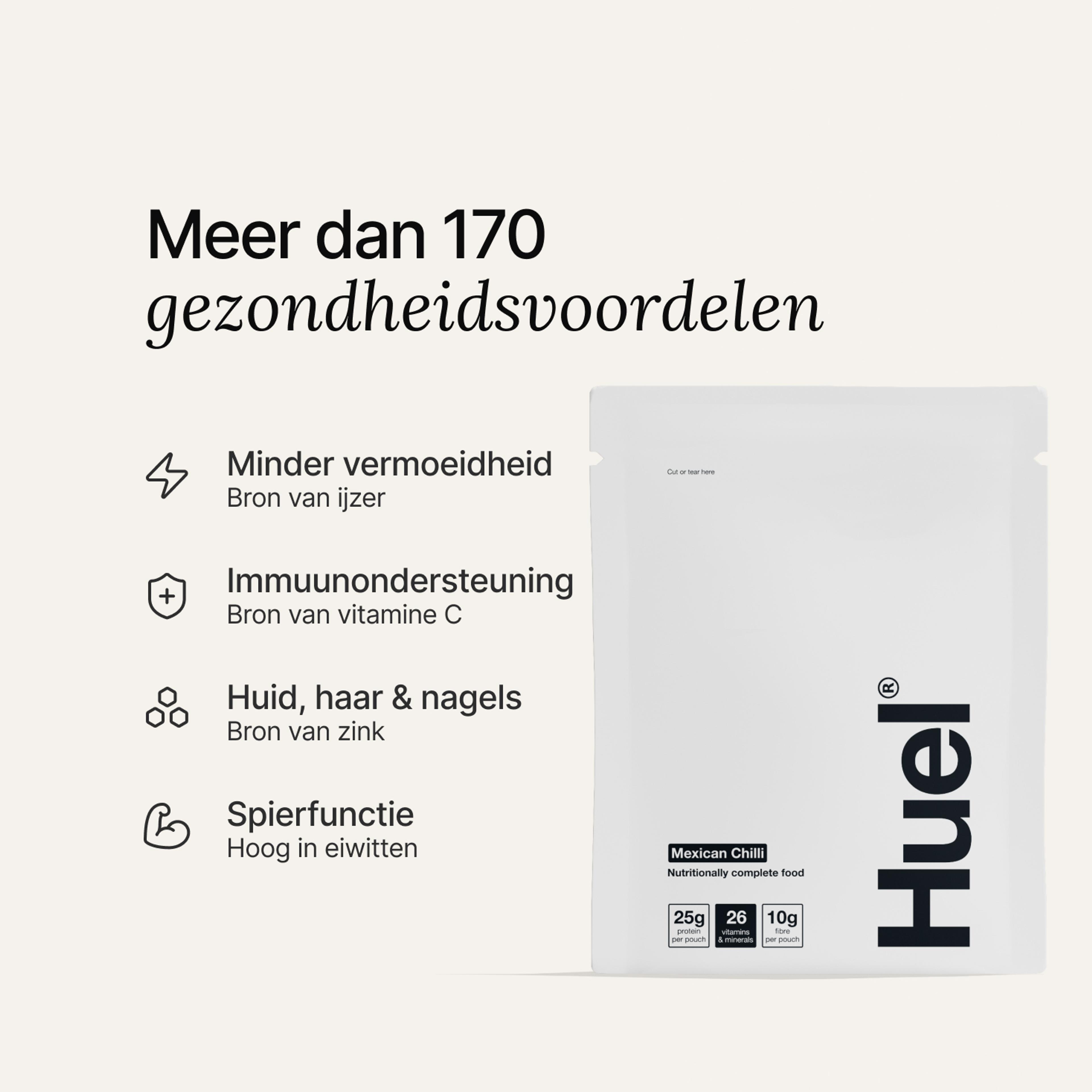 A sachet of Huel Hot & Savoury on a neutral colour background