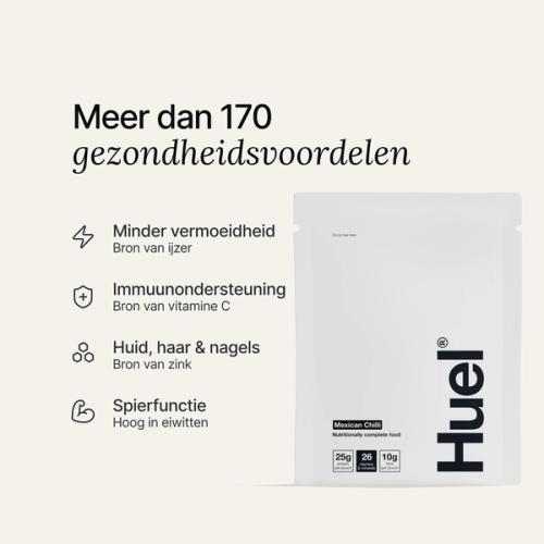 A sachet of Huel Hot & Savoury on a neutral colour background