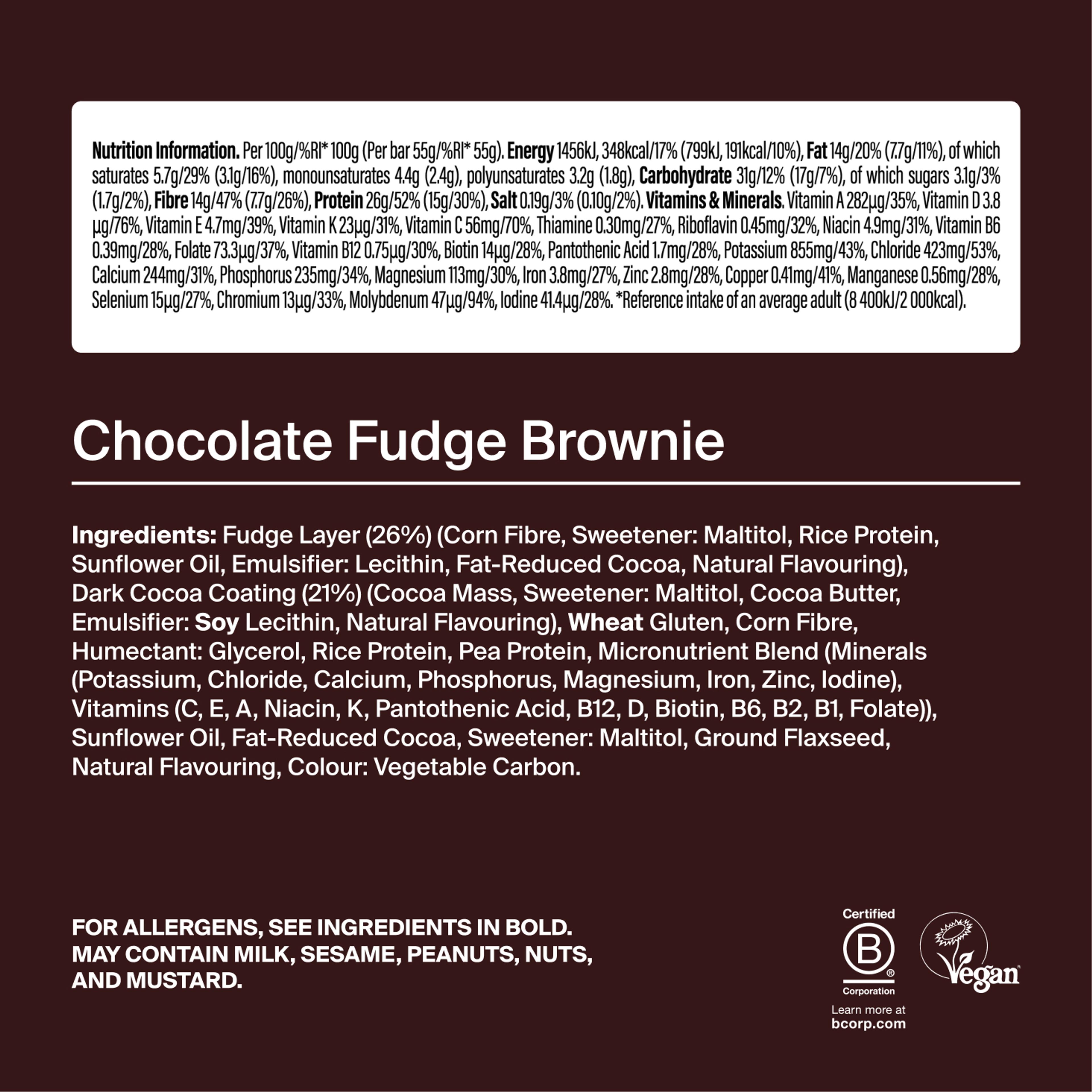 The back-of-pack label of a Huel Complete Nutrition Bar accompanied by images of ingredients