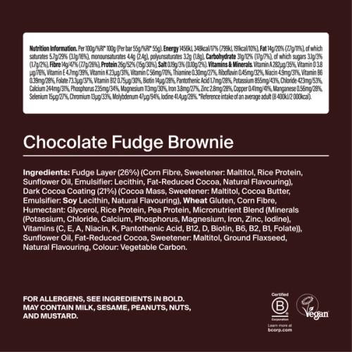 The back-of-pack label of a Huel Complete Nutrition Bar accompanied by images of ingredients