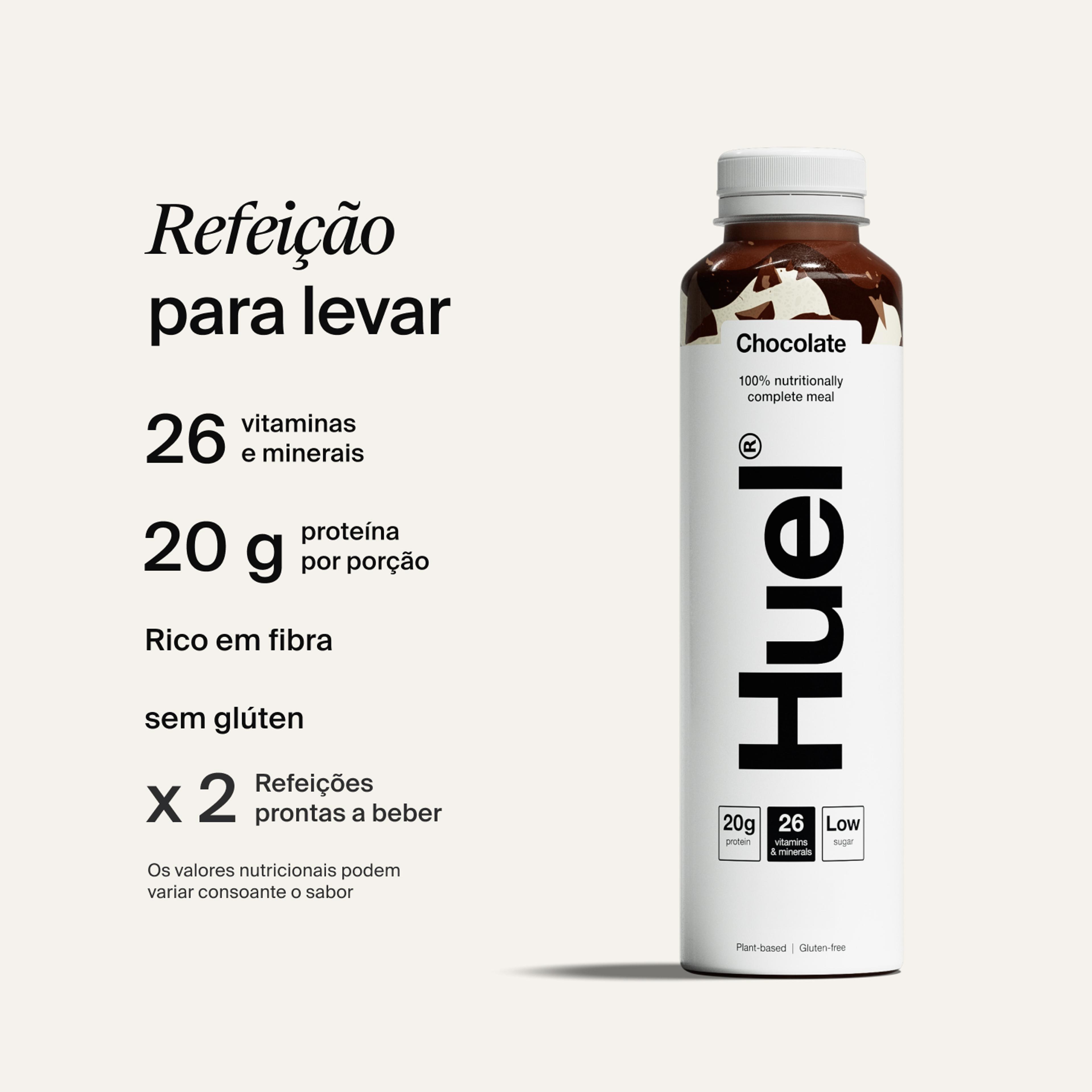 A bottle of Chocolate Huel Ready-to-drink high-protein meal drink