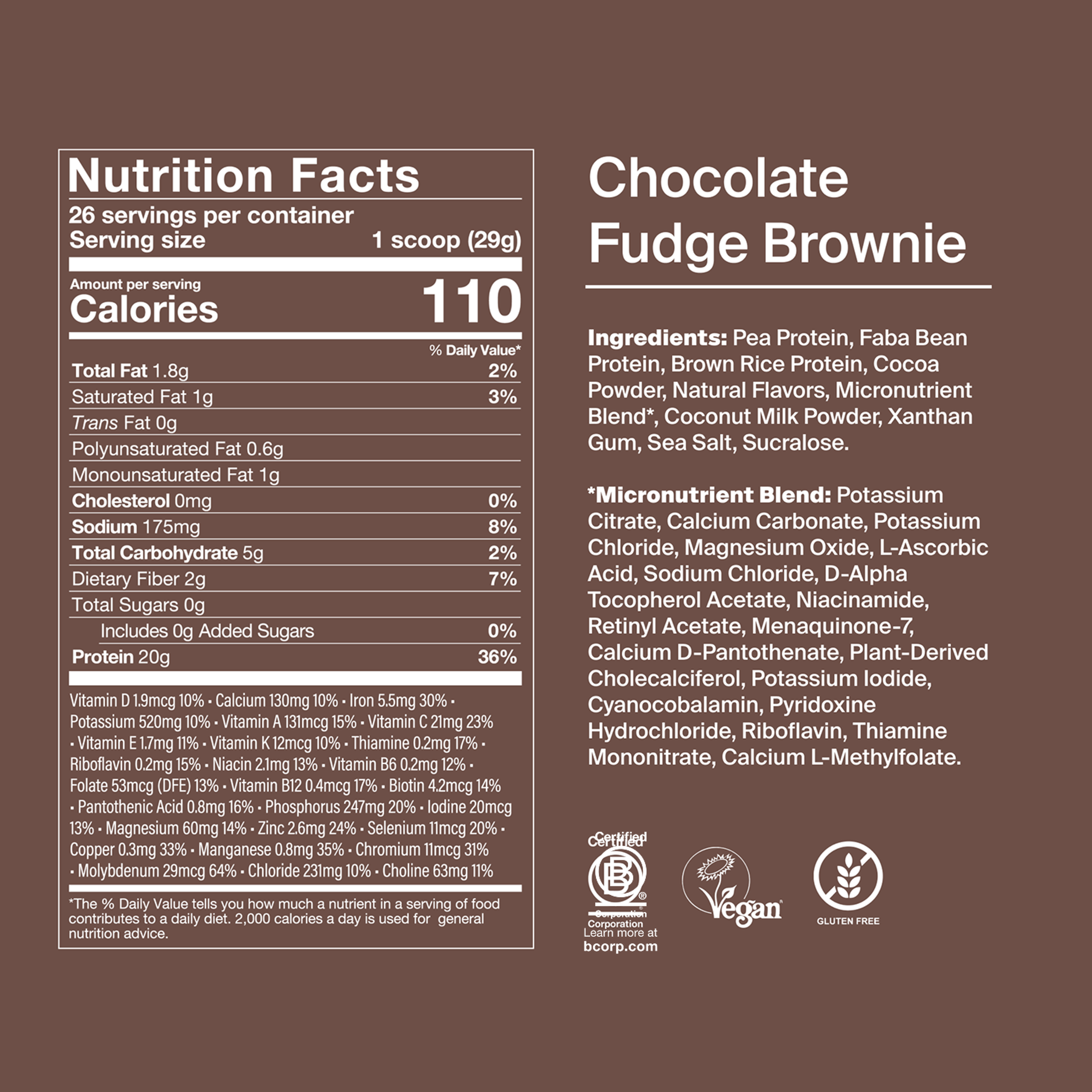 the back of a Huel complete protein powder bag containing nutritional information