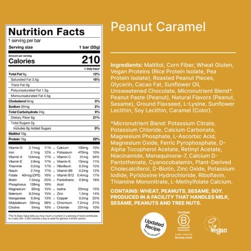 The back-of-pack label of a houeal.complete Nutrition Bar accompanied by images of ingredients