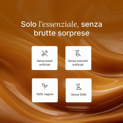 An extreme close-up of swirling caramel with key Huel health benefits overlayed