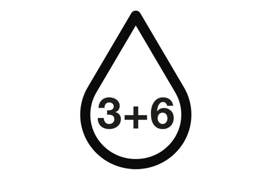 A tear drop shape with a 3+6 inside