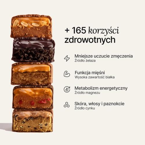 An image of a stack of Huel Complete Nutrition Bars next to text outlining key health benefits