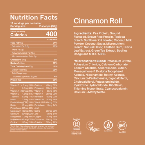 Black Edition Powder back-of-pack with ingredients - Cinnamon Roll