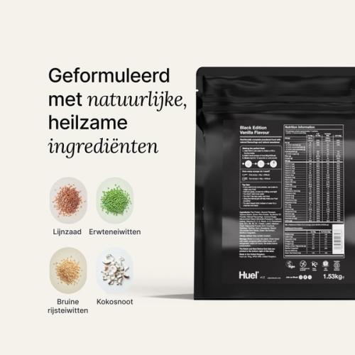 BE Powder achterkant van de verpakking met ingrediënten
