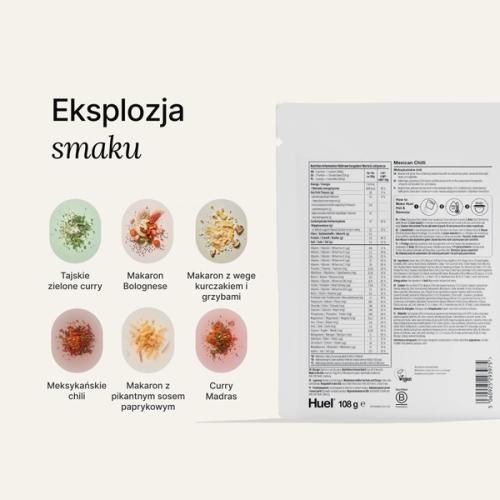 Back of a Huel Hot & Savoury meal pack with nutritional information