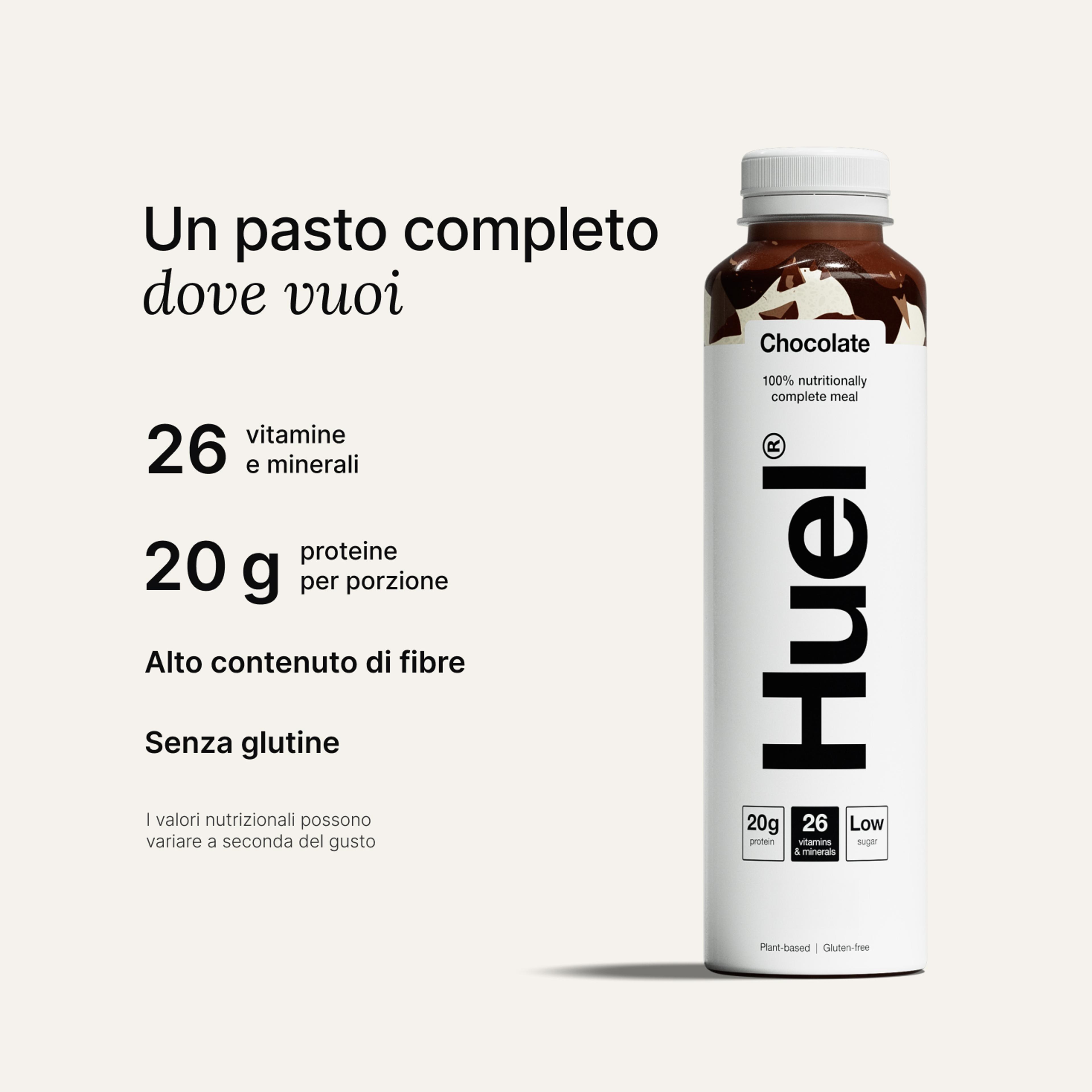 Bottiglia di Ready-to-drink con didascalie Nutrizione completa