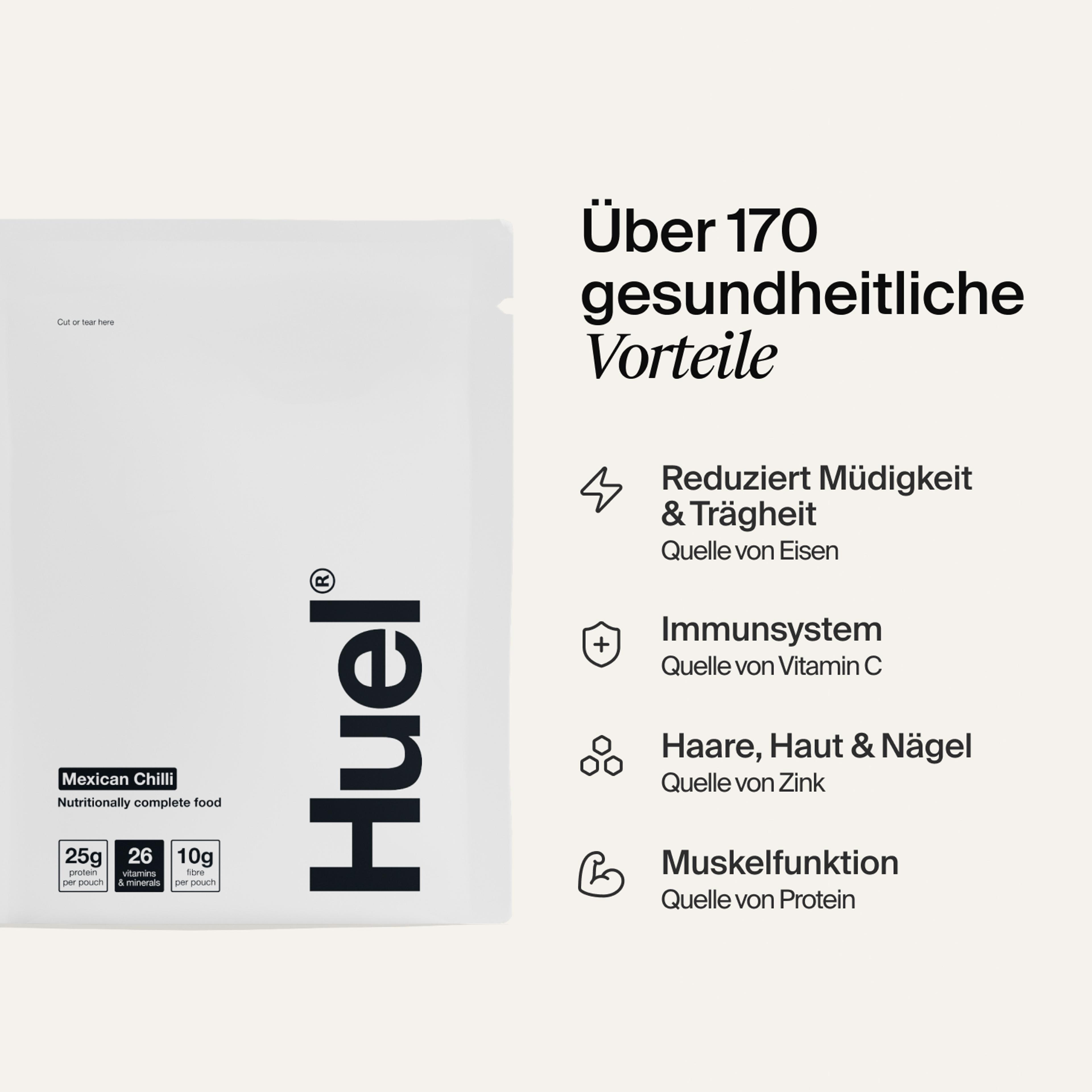 A sachet of Huel Hot & Savoury on a neutral colour background