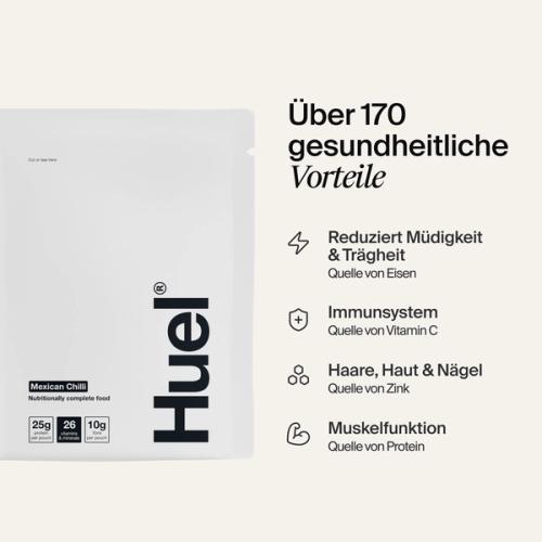 A sachet of Huel Hot & Savoury on a neutral colour background