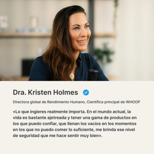 "En el mundo actual la vida es muy ajetreada, y tener... productos en los que puedo confiar, que llenan los vacíos en los momentos en los que no puedo conseguir una comida completa, me da ese nivel de seguridad con el que me siento realmente bien."