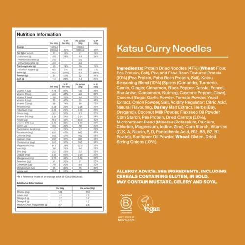 Back of a Huel Hot & Savoury meal pack with nutritional information