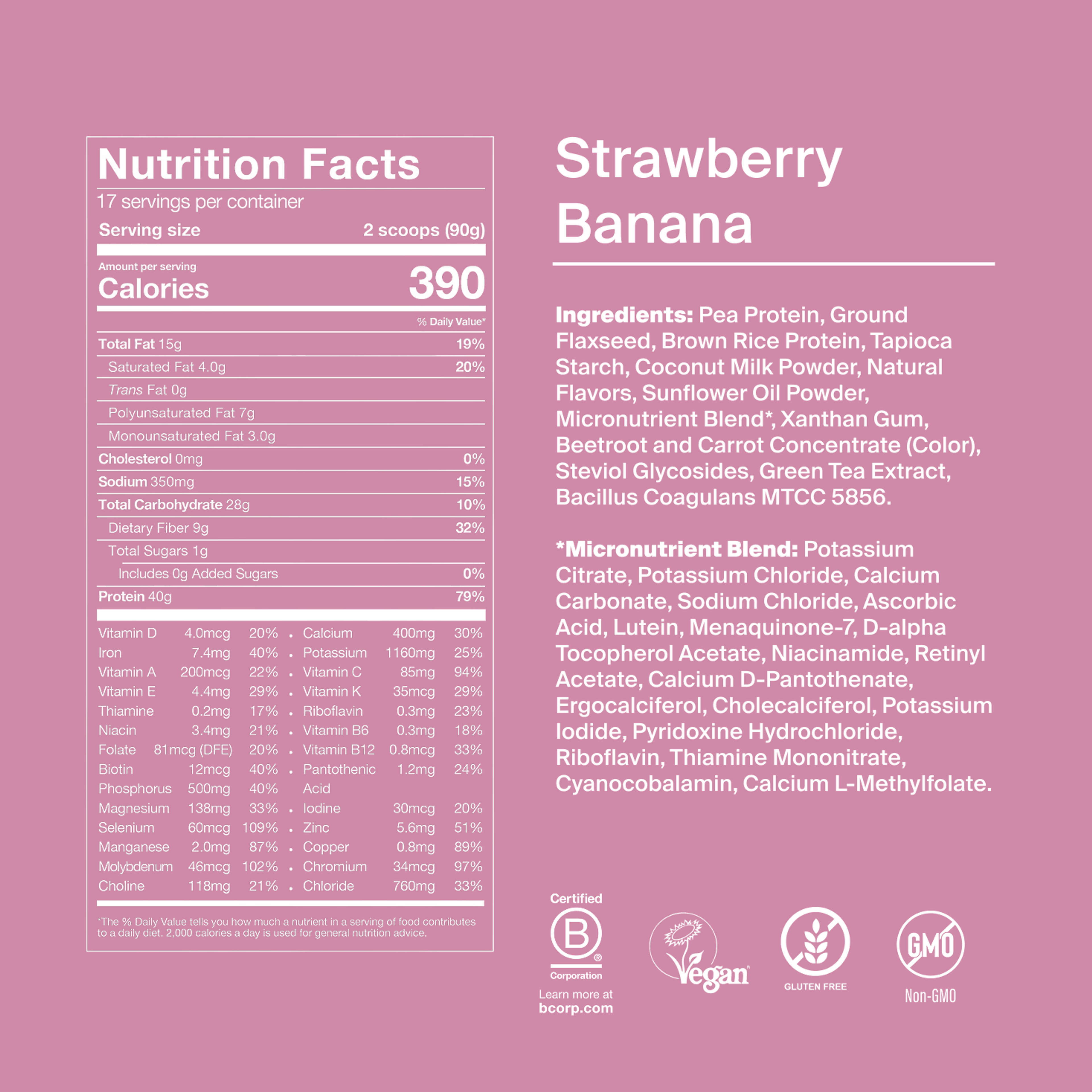 Black Edition Powder back-of-pack with ingredients - Strawberry Banana flavor