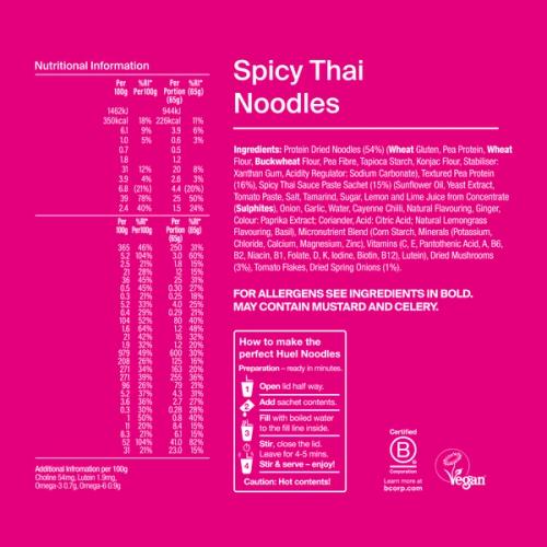 Back of a Huel Lite Ramen with nutritional information