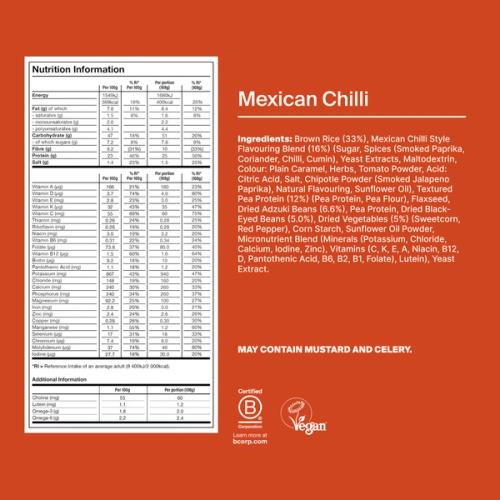 Back of a Huel Hot & Savoury meal pack with nutritional information