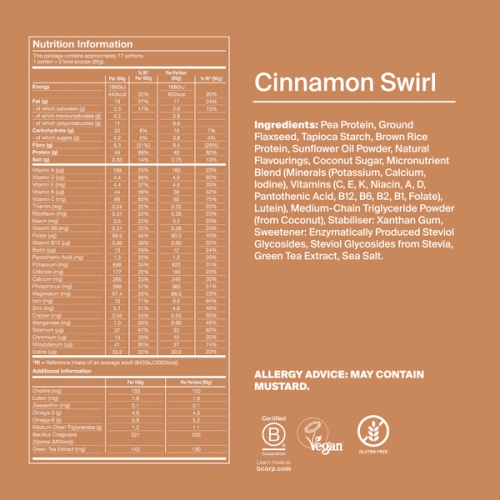 Black Edition Powder back-of-pack with ingredients - Cinnamon Swirl