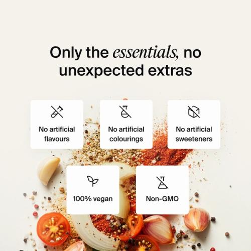 Dried vegetables and herbs blend on a neutral colour background