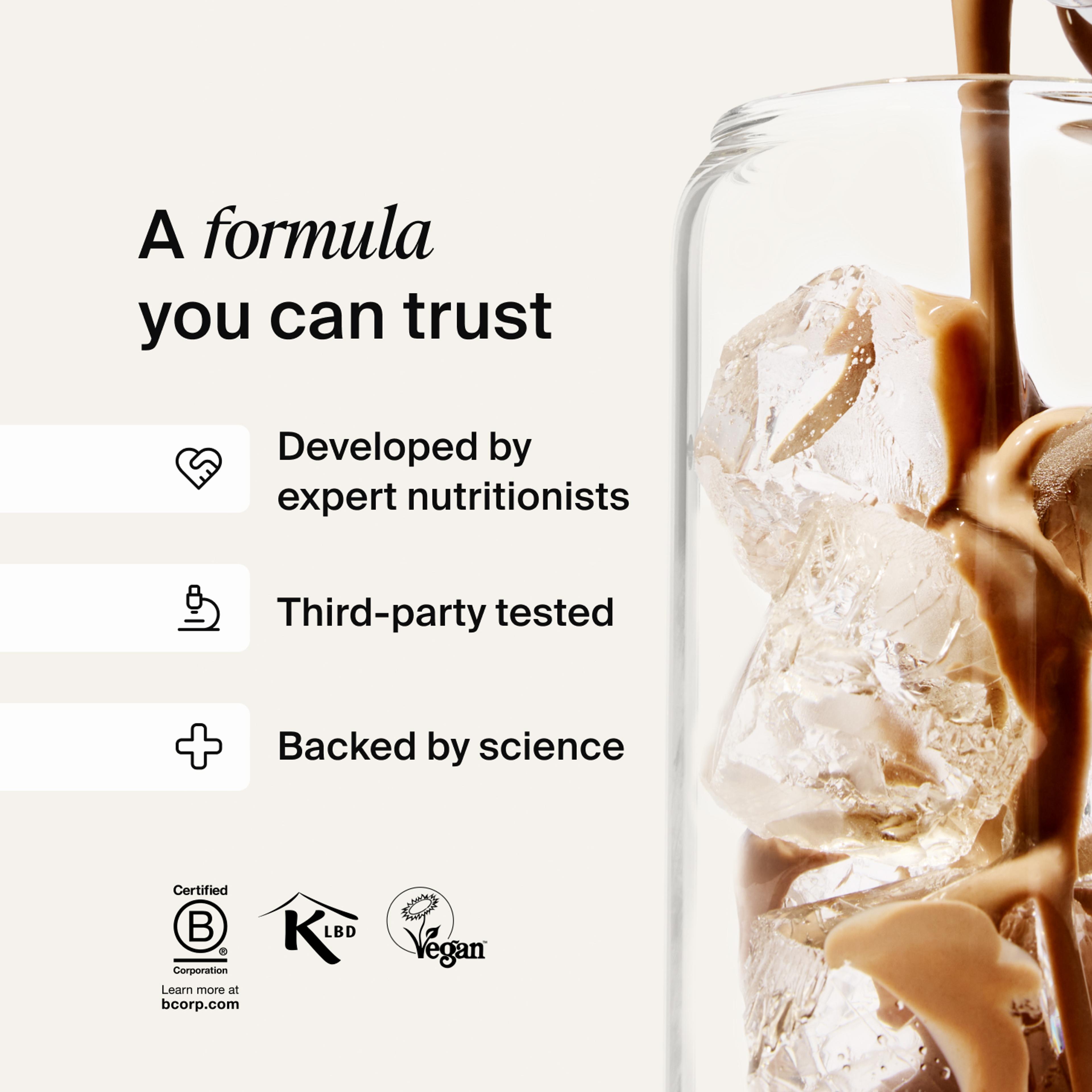 An image of Huel RTD being poured into a glass 